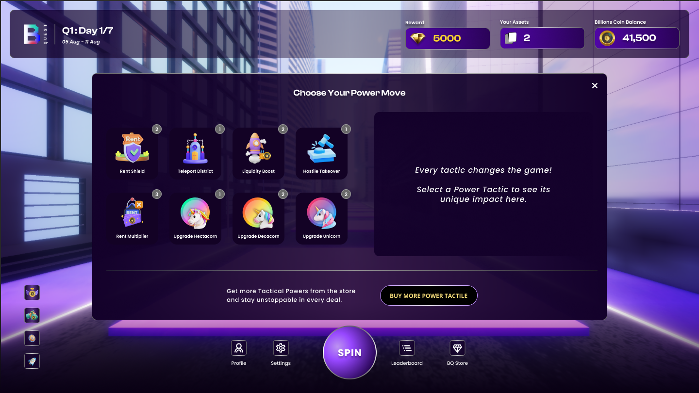 Power Tactics in Billions Quest